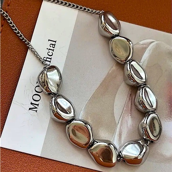 Sterling Silver Irregular Beaded Necklace - Picture 3 of 12